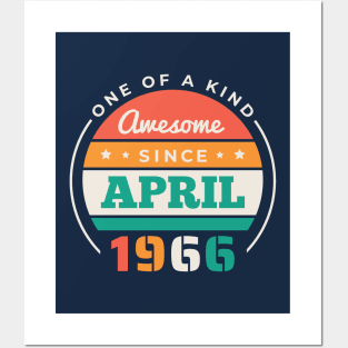 Retro Awesome Since April 1966 Birthday Vintage Bday 1966 Posters and Art